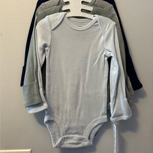 Carter's Soft Long Sleeve Bodysuit Trio - Light Blue, Gray, Dark Blue